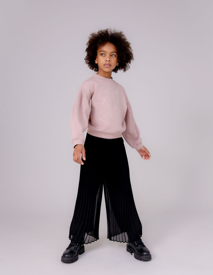 Pantalon large noir plissé fille-2