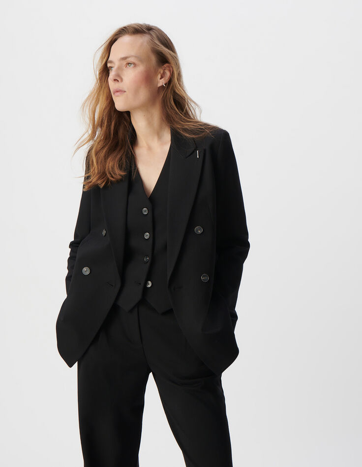 Veste de tailleur noire coupe large maille Milano Femme-3