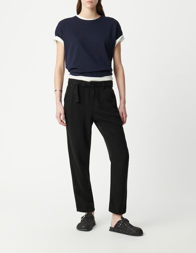 Belted black baggy jeans in Lyocell® Women - IKKS