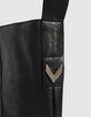 Women’s black leather biker boots with double buckle-8