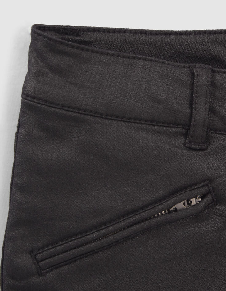 Girls&rsquo; black coated combat-style SLIM jeans-2