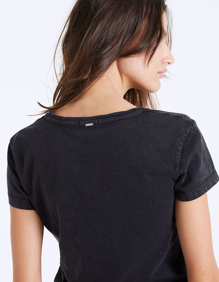 Tee-shirt col V coton noir visuel LA Drive femme-5 Tee-shirt col V coton noir visuel LA Drive femme-5
