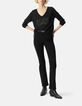 Women's long-sleeved black lurex knit sweater with studded message-1
