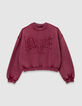 Sweat bordeaux maxi typo brodée fille-4