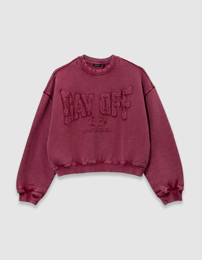 Sweat bordeaux maxi typo brod&eacute;e fille - IKKS
