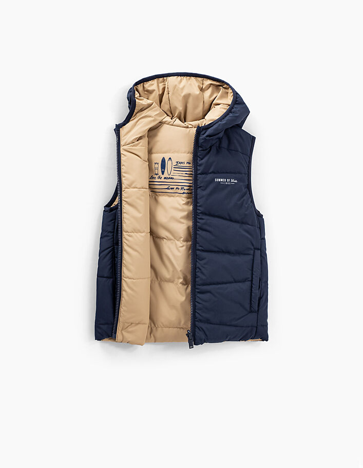 Boys’ navy and beige reversible sleeveless padded jacket - IKKS