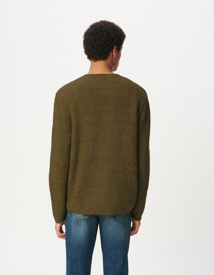 Pull hiver kaki tricot mousseux Homme-3 Pull hiver kaki tricot mousseux Homme-3