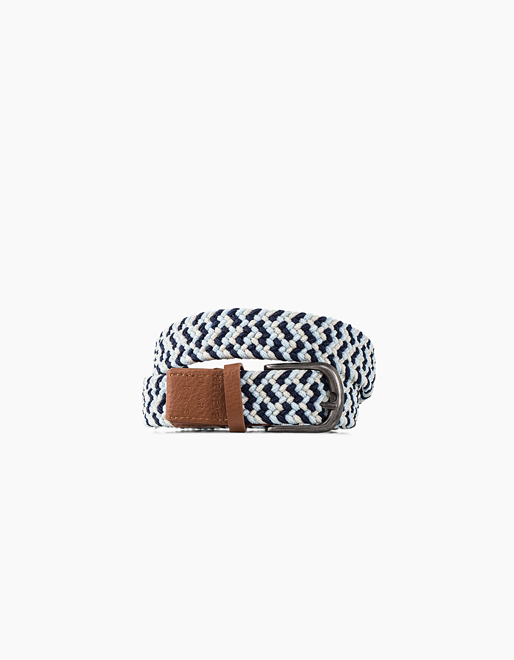 Boys indigo white and blue braided belt IKKS