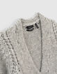Girls’ grey knit cardigan with ribbing and openwork-2