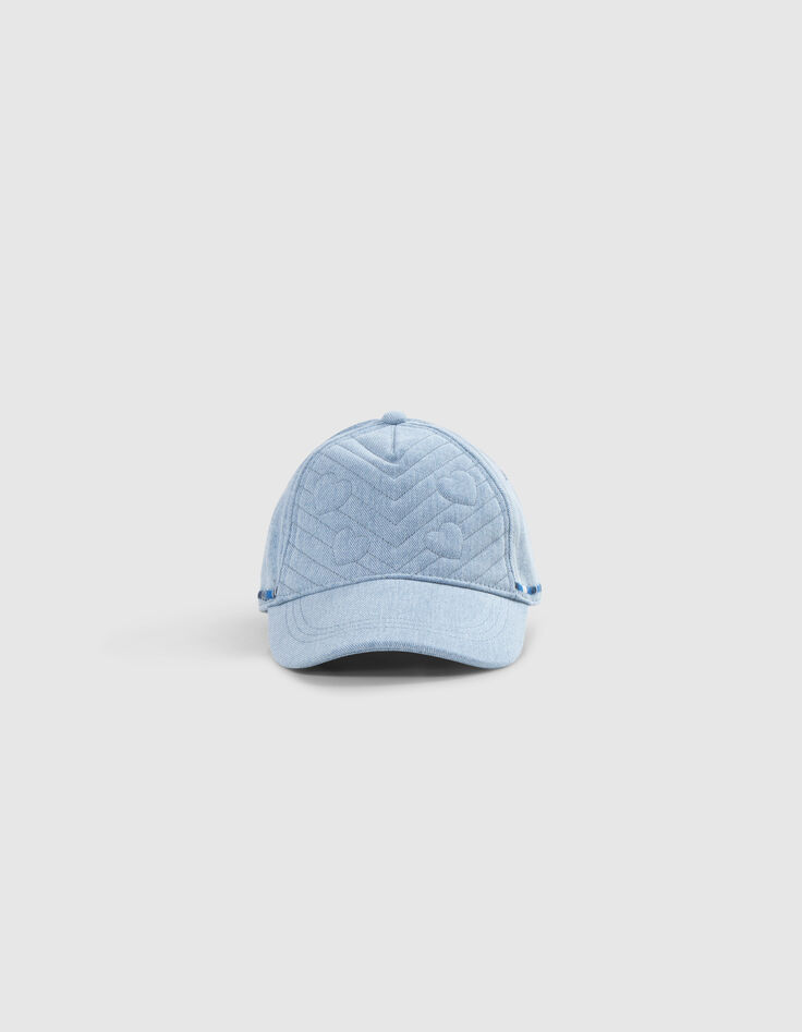 Casquette bleue Lyocell® matelassage cœurs fille-2