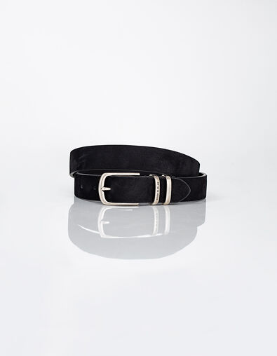 Men’s black nubuck leather belt with 2 loops - IKKS