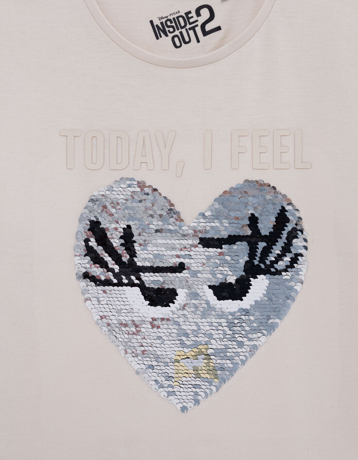 Girl's ecru organic reversible sequin VICE-VERSA T-shirt-3 Girl's ecru organic reversible sequin VICE-VERSA T-shirt-3