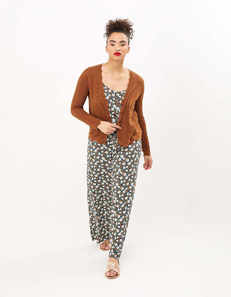 Camel vest ajourtricot, geschulpt I.Code-7 Camel vest ajourtricot, geschulpt I.Code-7