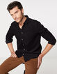 Chemise REGULAR noire en velours milleraies Homme-1