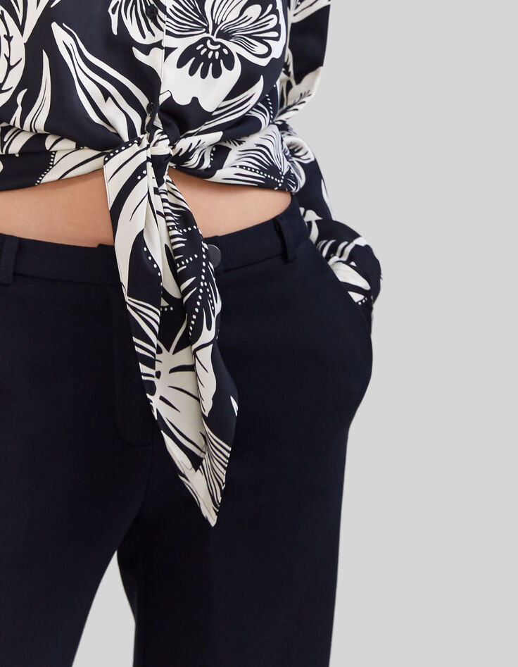 Camisa negra estampado tropical Mujer-3