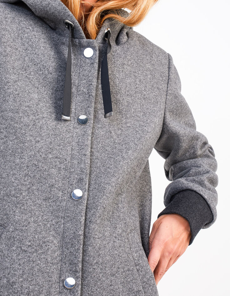 Manteau gris chin&eacute; &agrave; capuche I.Code-5