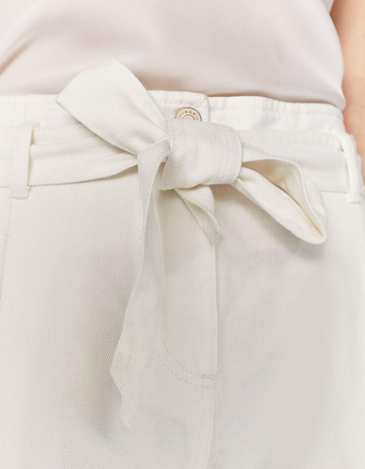 Jean paper bag blanco cinturón mujer-4