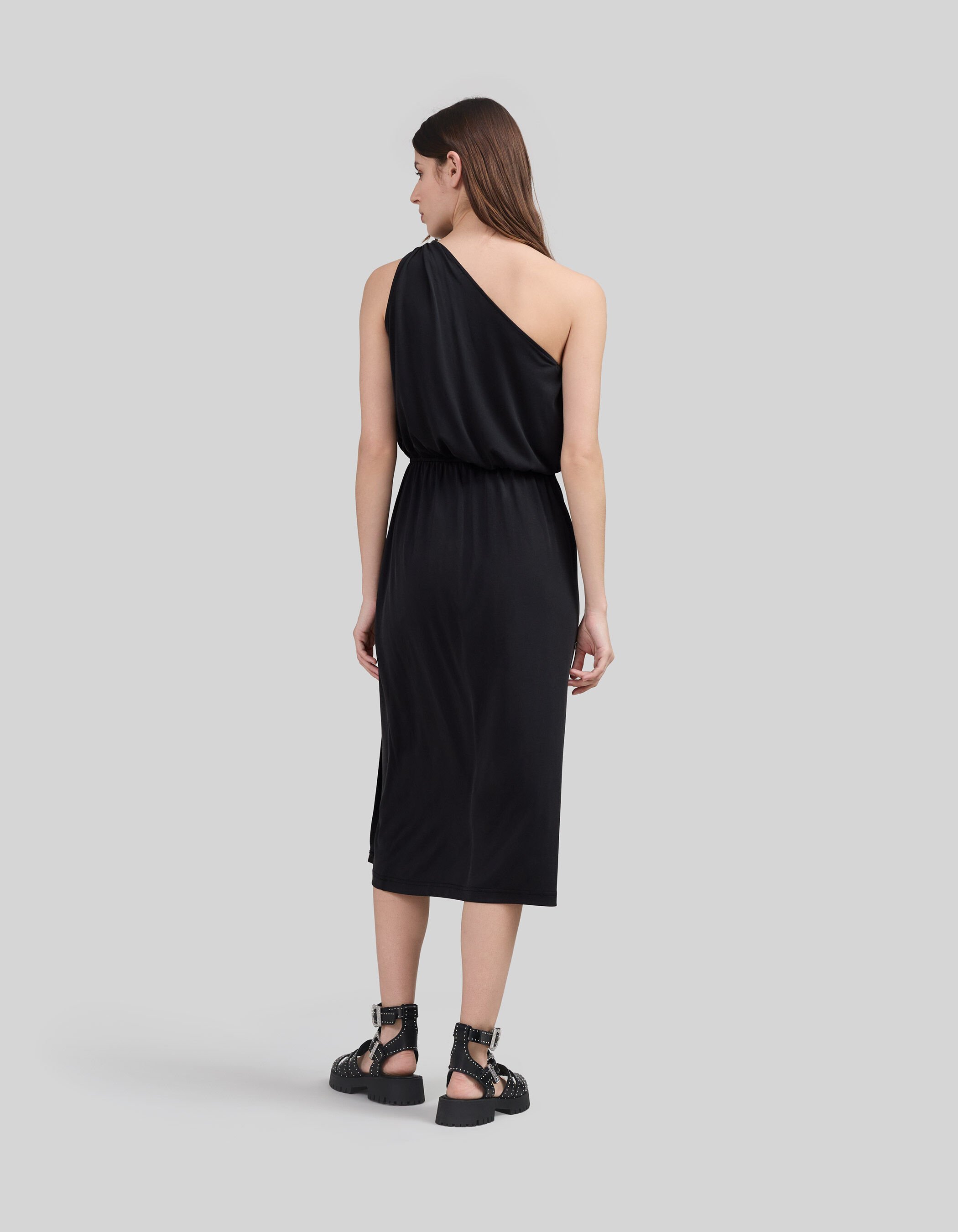 Women s black one shoulder long dress IKKS