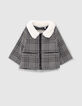 Manteau noir motif prince-de-galles brodé dos bébé fille-2