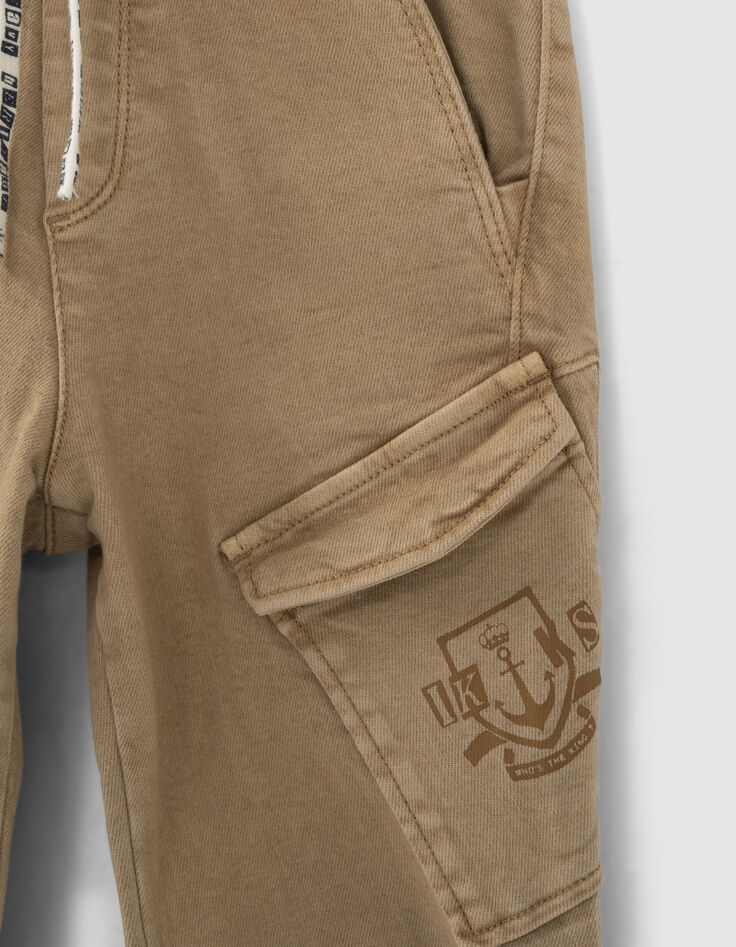 Pantalon beige &eacute;lastiqu&eacute; forme battle gar&ccedil;on -5