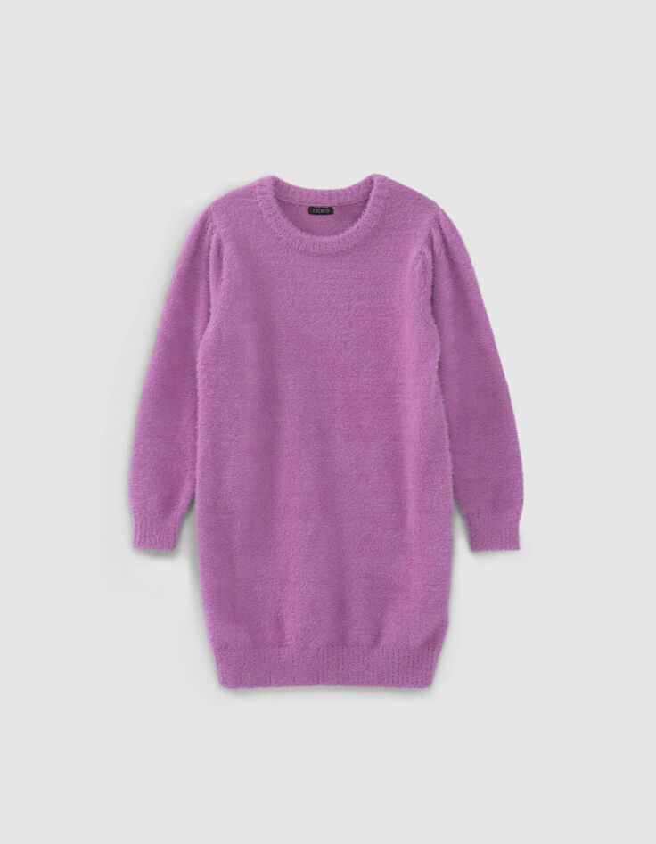 Girls’ dark pink knit sweater dress-1