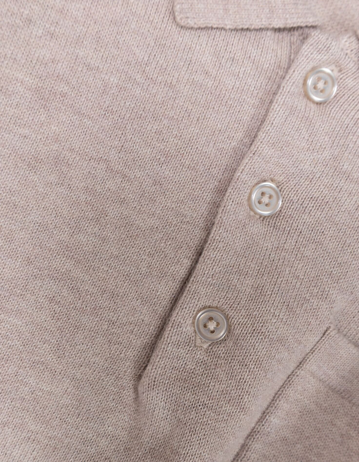 Polo beige tricot avec poche devant gar&ccedil;on-5