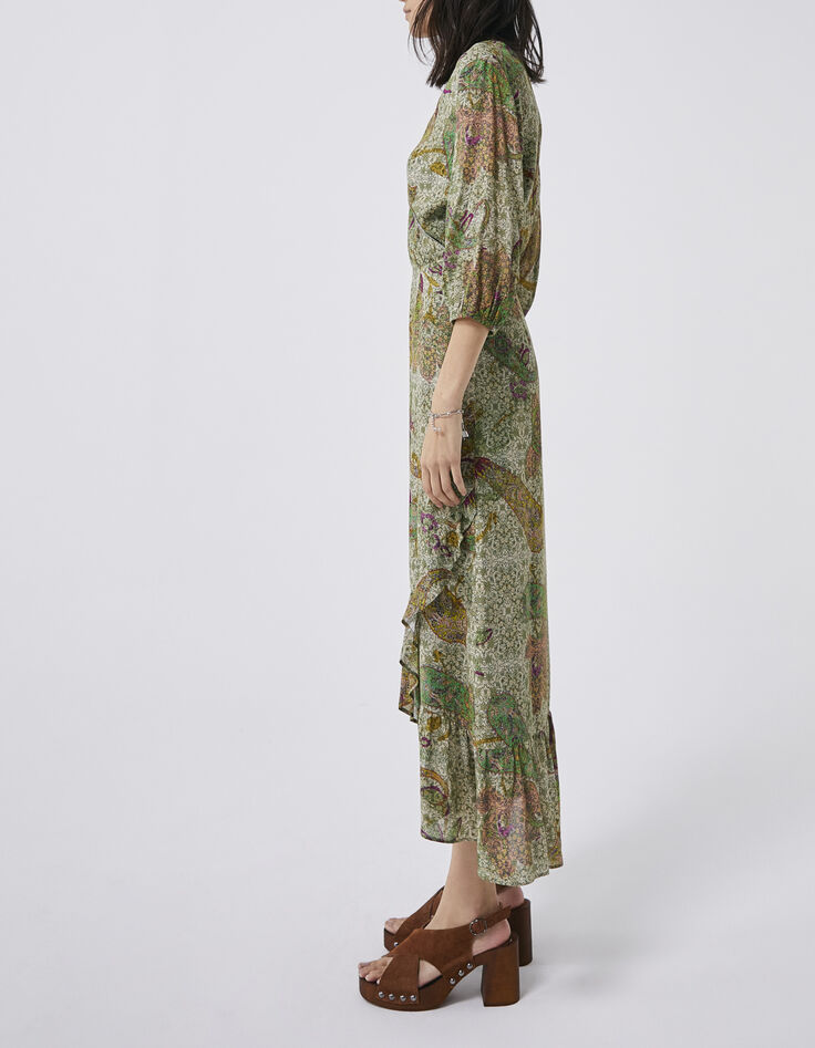 Cremeweißes langes Damenkleid, asymmetrisch, Paisley-Print-3 Cremeweißes langes Damenkleid, asymmetrisch, Paisley-Print-3