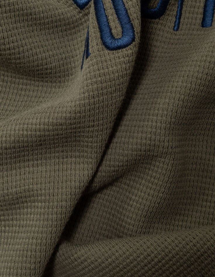 Boys’ khaki waffle T-shirt with embroidery front and back-9 Boys’ khaki waffle T-shirt with embroidery front and back-9