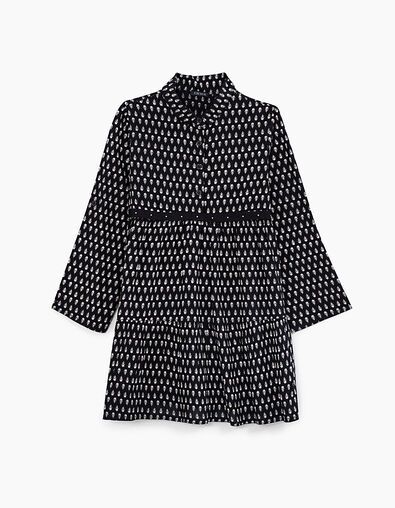 Girls’ black minimalist ethnic print shirt-dress - IKKS