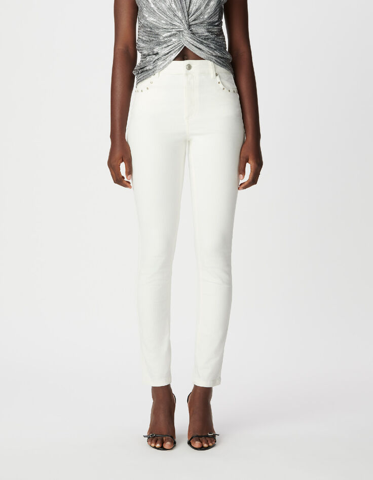 7/8 hohe Taille wei&szlig;e schmale Jeans Nina Damen-2