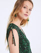 Fitted V-neck leopard print voile dress -5