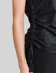Schwarzes Damen-T-Shirt aus irisierendem Leinen-4