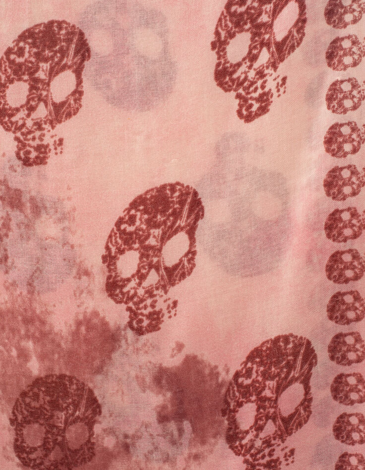 Women’s pink skull motif tie-dye scarf-6