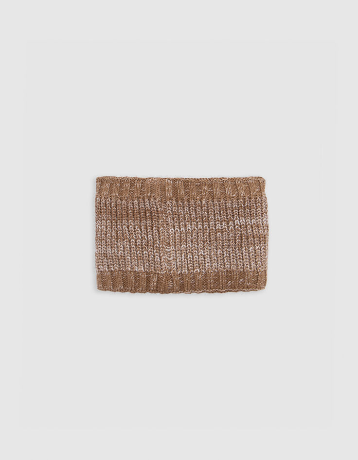 Snood camello de punto de peluche pompón bebé niño-3