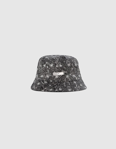 Boys’ black organic cotton sun hat with exotic leaf print - IKKS