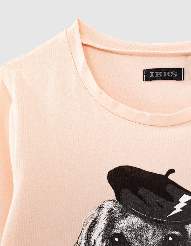 Tee-shirt rose visuel chien-marinière fille-5 Tee-shirt rose visuel chien-marinière fille-5