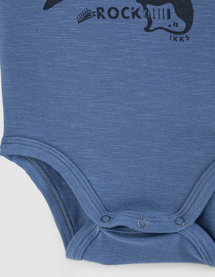 Baby’s medium blue 4-guitar organic cotton bodysuit - IKKS