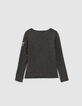 Schwarzes M&auml;dchenshirt mit gestickten Fischgr&auml;ten-3