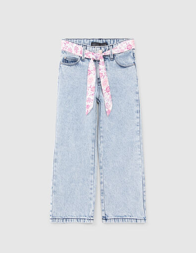 Vaqueros WIDE LEG azules cinturón pañuelo niña - IKKS