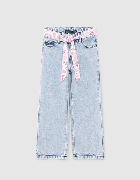 Vaqueros WIDE LEG azules cinturón pañuelo niña - IKKS