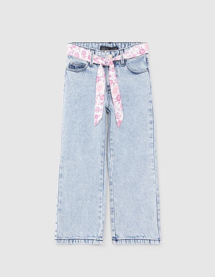 Vaqueros WIDE LEG azules cinturón pañuelo niña-1