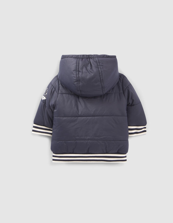 Baby boys’ navy fur-lined hooded facing padded jacket-3