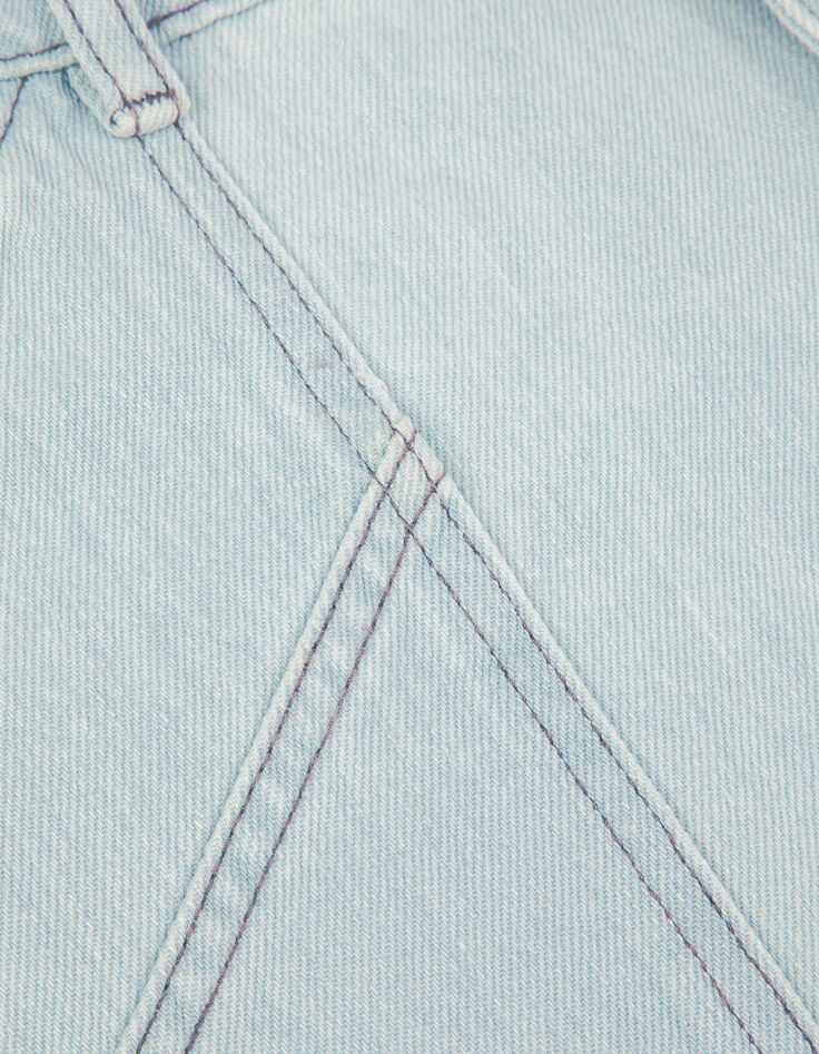 Short en jean bleu d&eacute;lav&eacute; maxi poches Femme-8