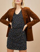 Robe noire imprimé fleurettes floqué pois velours I.Code-1