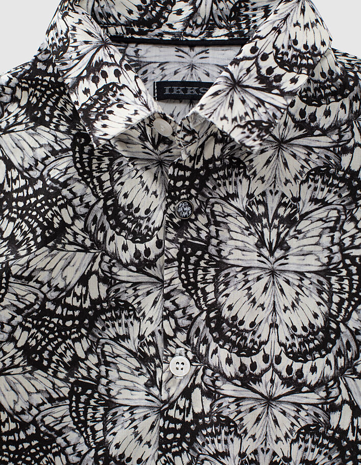 Boys’ black butterfly Liberty fabric shirt - IKKS