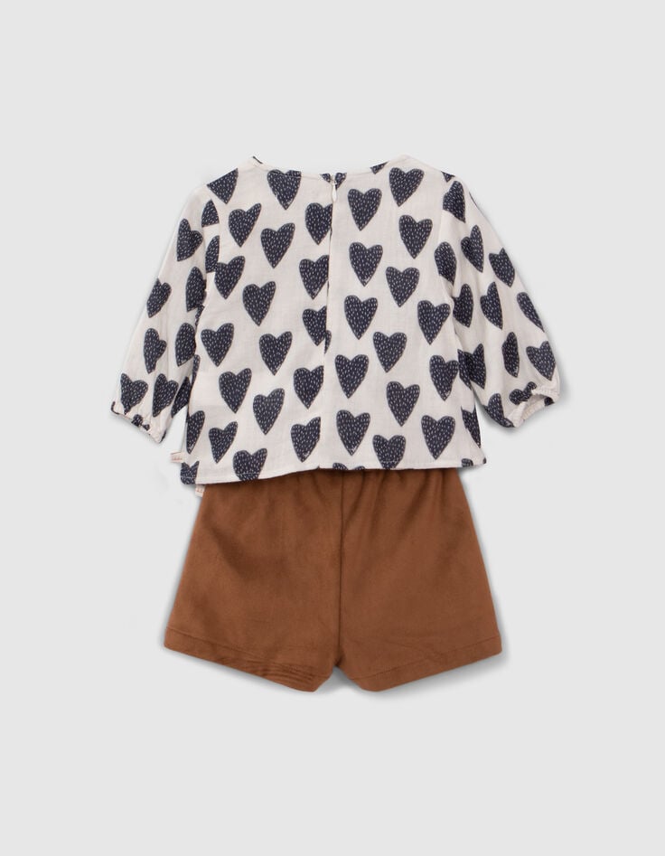 Ensemble 2-en-1 blouse coeurs et short camel bébé fille-6 Ensemble 2-en-1 blouse coeurs et short camel bébé fille-6