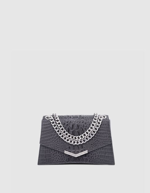 THE 1. ANIMALS crocodile-effect leather bag Size M Woman - IKKS