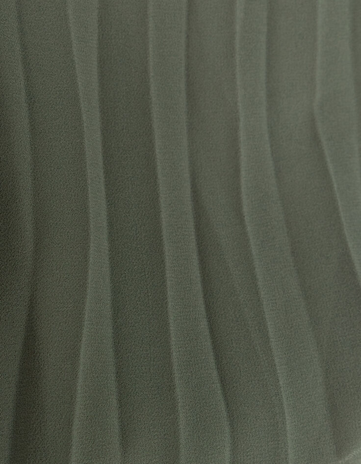 Khakifarbener langer Rock  Stickerei und Falten  M&auml;dchen-7