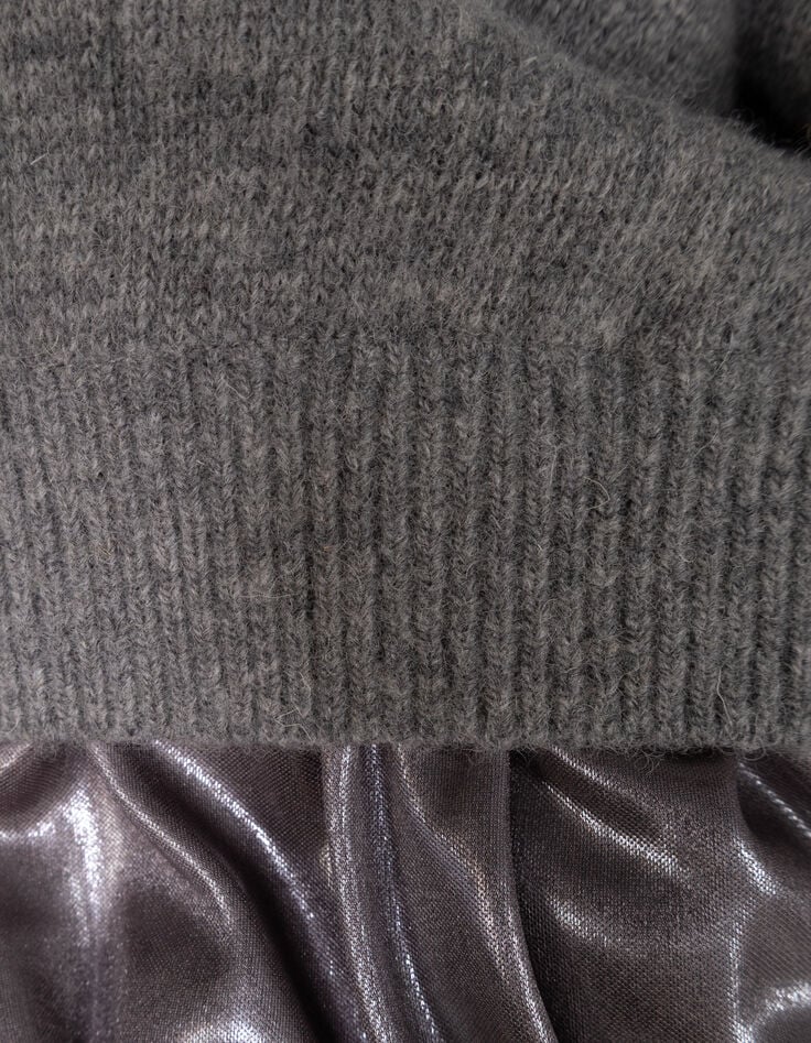 Graues Mädchenkleid aus Mischgewebe Strick-9 Graues Mädchenkleid aus Mischgewebe Strick-9