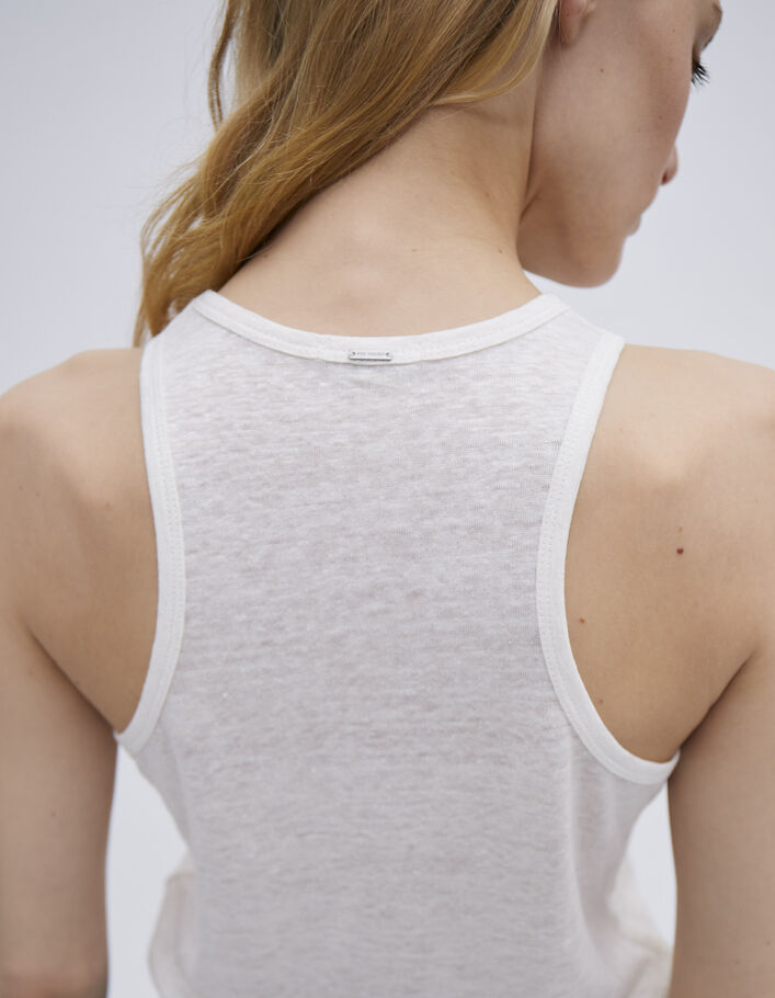 Women’s ecru tone-on-tone foil soft linen vest top - IKKS